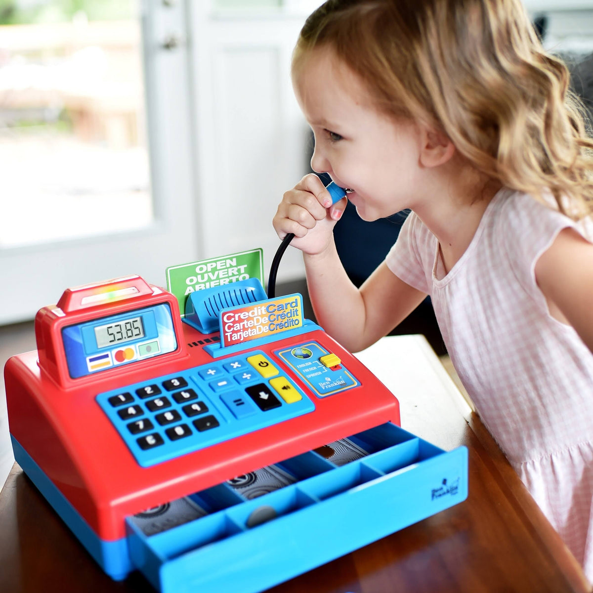 Talking Cash Register Kit with Play Money and Store Set in Red Toy L308