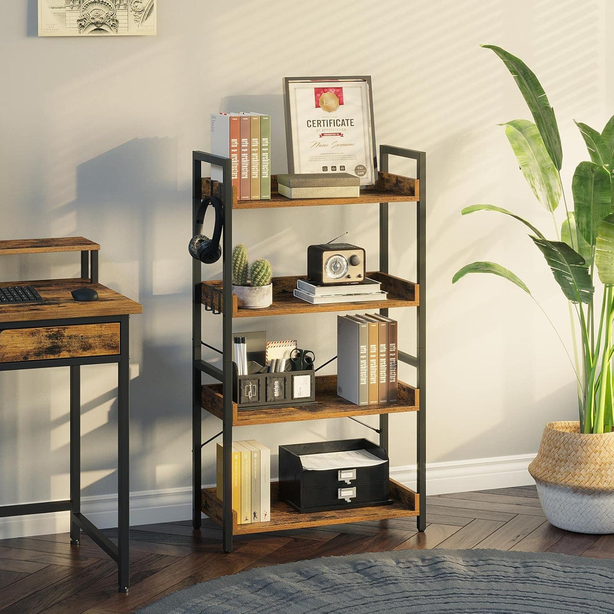 4 Tier Wood Bookshelf with Open Shelves X168