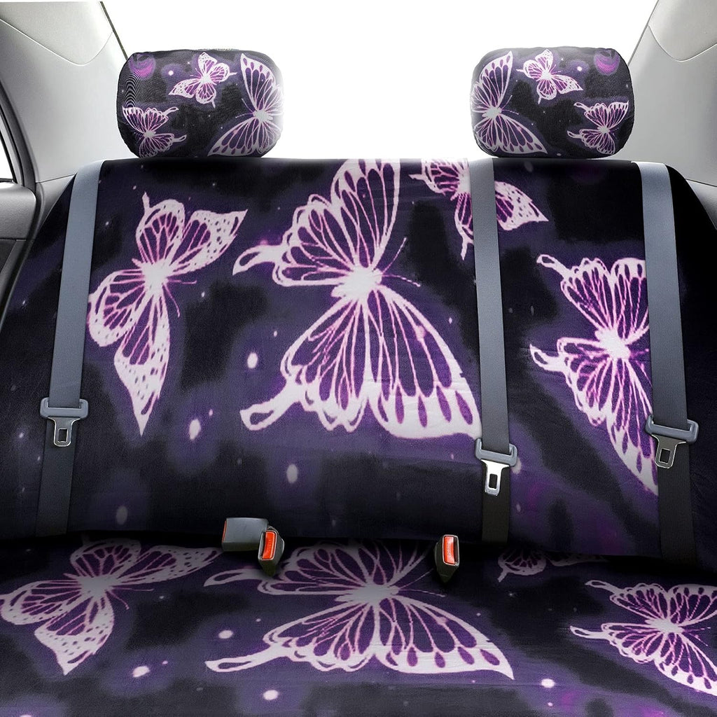 15 Pieces Purple Butterfly Car Seat Covers Full Set Y3254