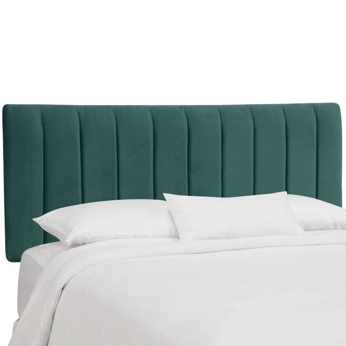 King Teal Velvet Channel Headboard B6581