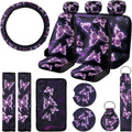15 Pieces Purple Butterfly Car Seat Covers Full Set Y3254