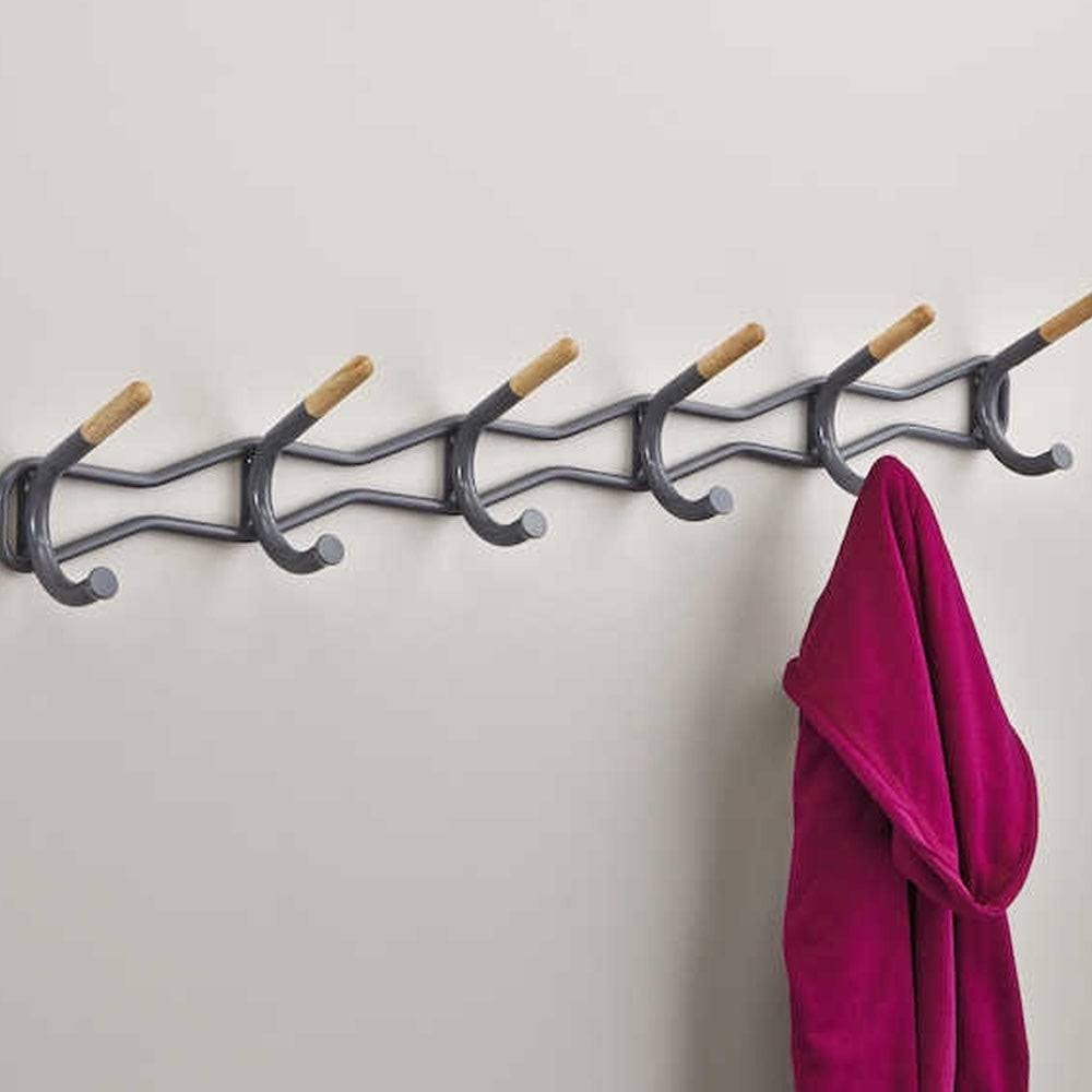 6 Hook Black Coat Wall Rack D395