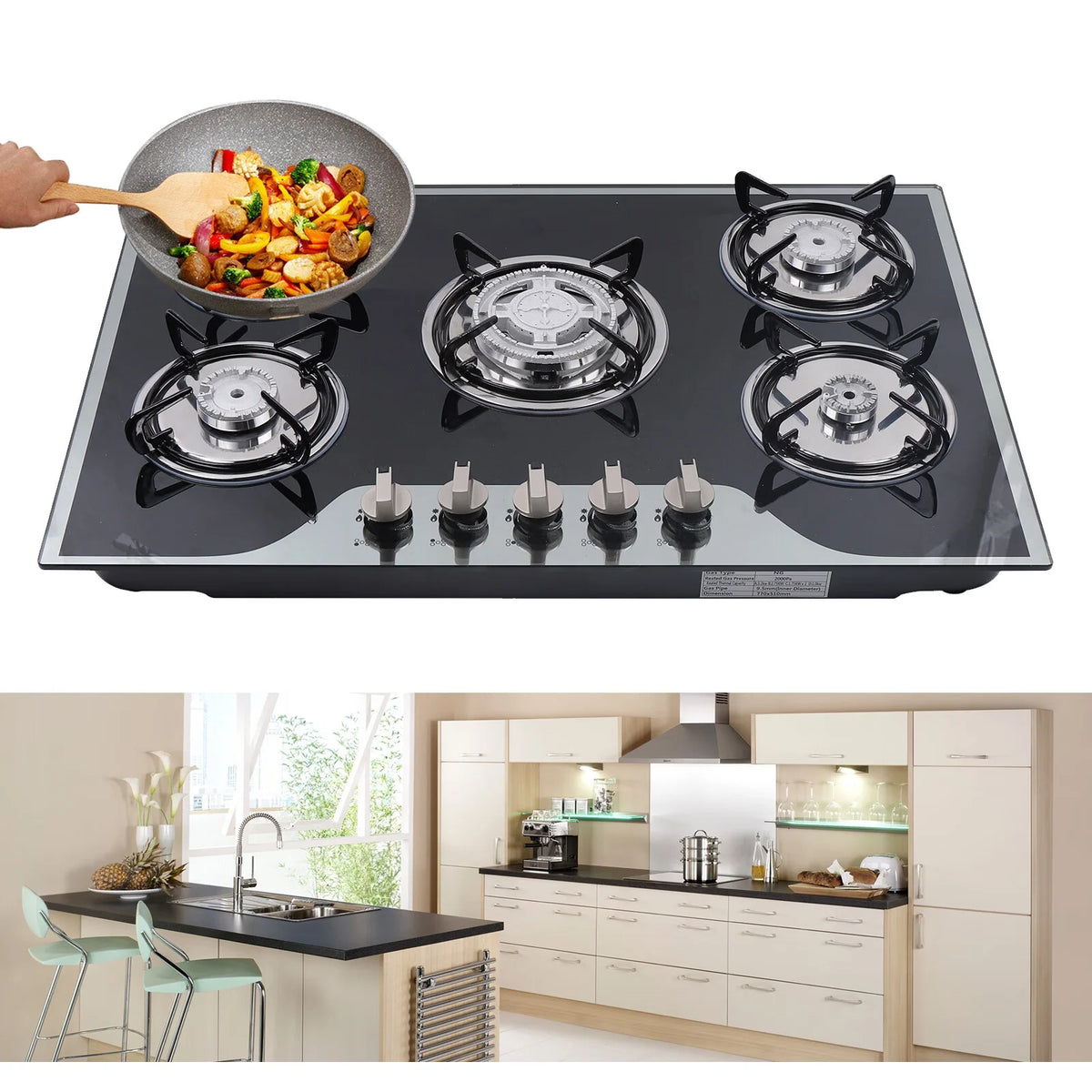 5 Burners Tempered Glass Gas Cooktop W31989