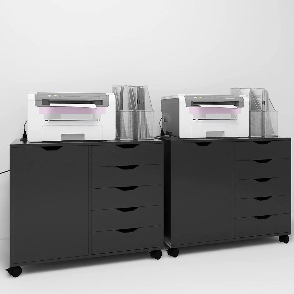 5 Drawer Wood File Cabinet with Charging Station H91423