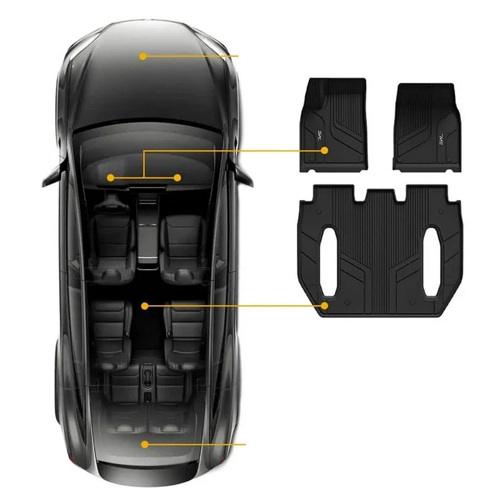 Custom Fit Floor Mats for Tesla Model X 6 Seat 1-3 Rows 2021-2023 All Weather TPE Full Set U3137