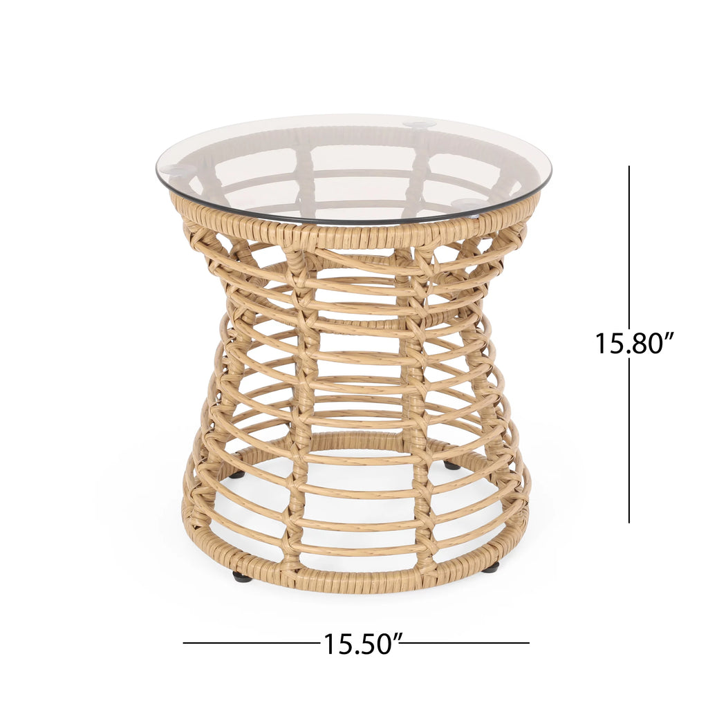 Outdoor Wicker Side Table Light Brown Z668778