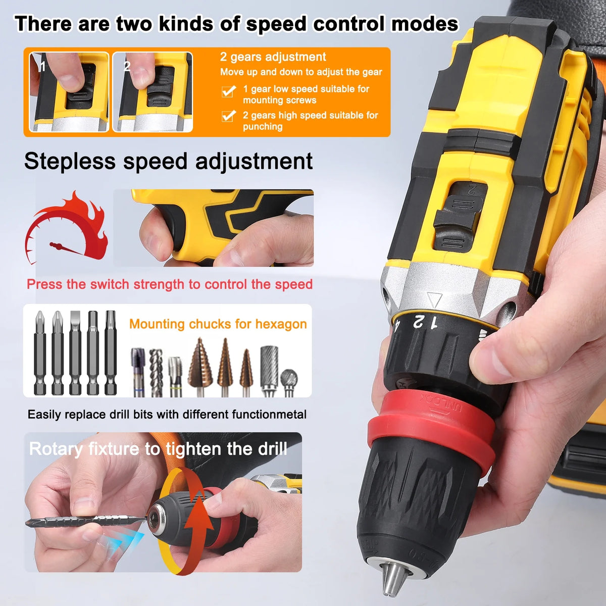 21V 2in1 Electric Screwdriver High Torque Brushed Motor T548