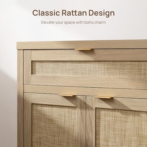 Rattan Storage Cabinet Set of 2 with Doors and Drawer V654442