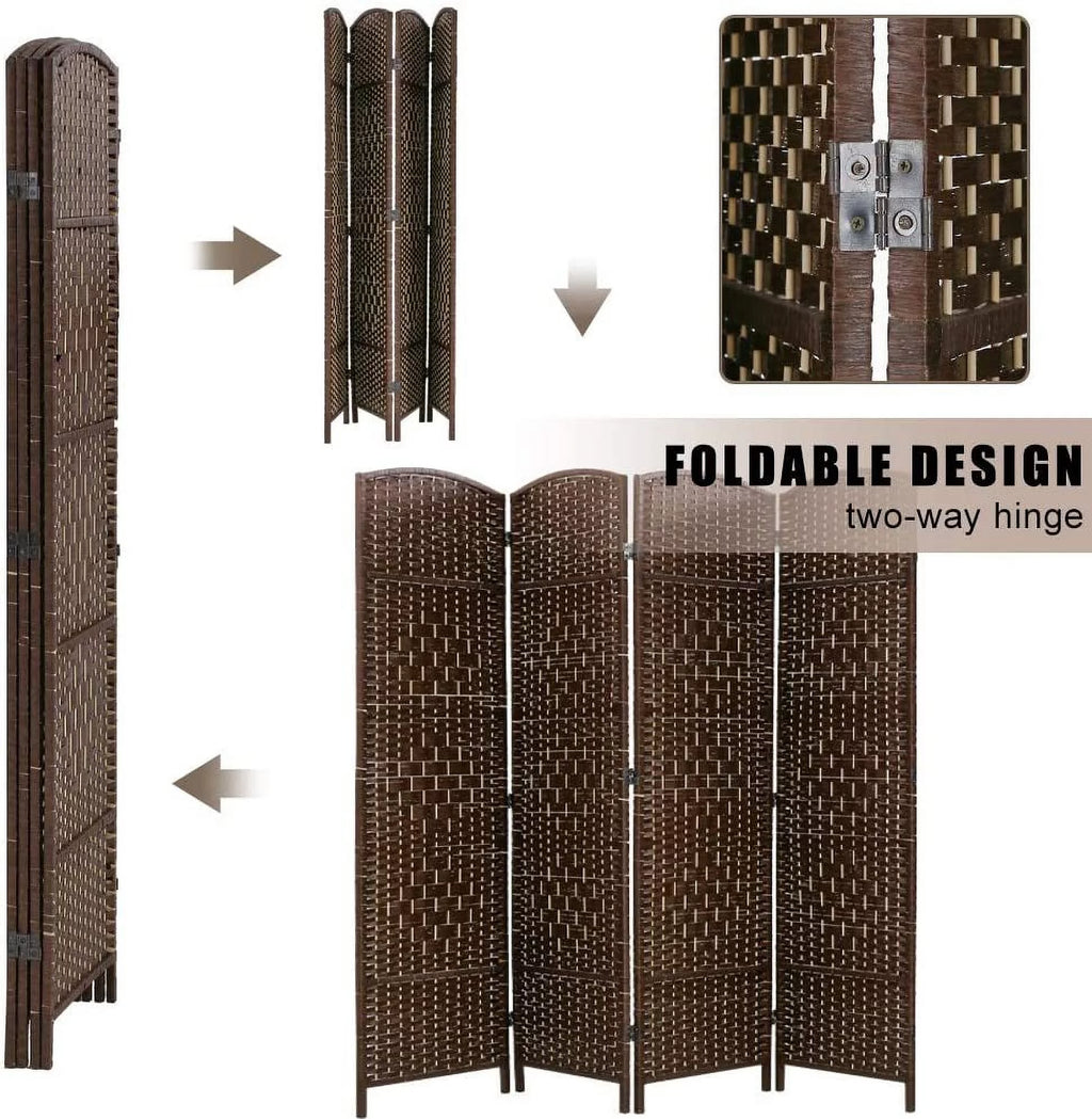 Brown 4 Panel Wood Room Divider Screen X765696
