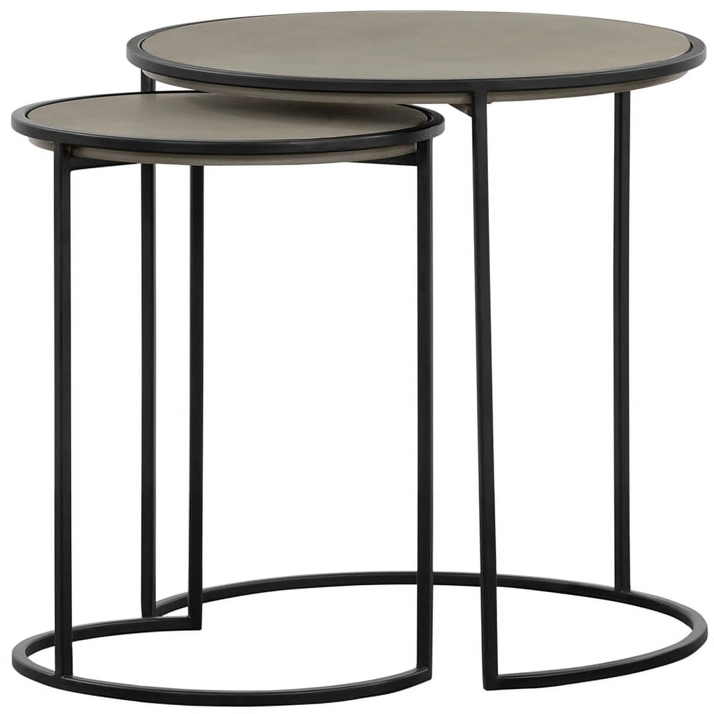 Black 2-Piece Metal Nesting End Table Set J881916