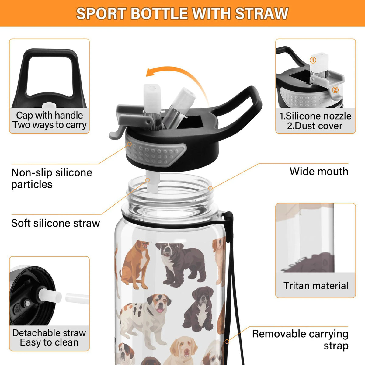 32oz Tritan Water Bottle with Straw C8756