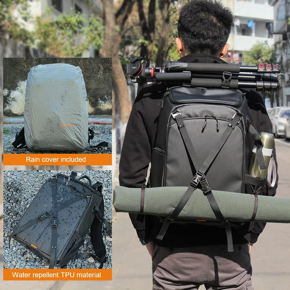 Waterproof Medium Camera Bag Backpack with Laptop Compartment and Rain Cover I54565