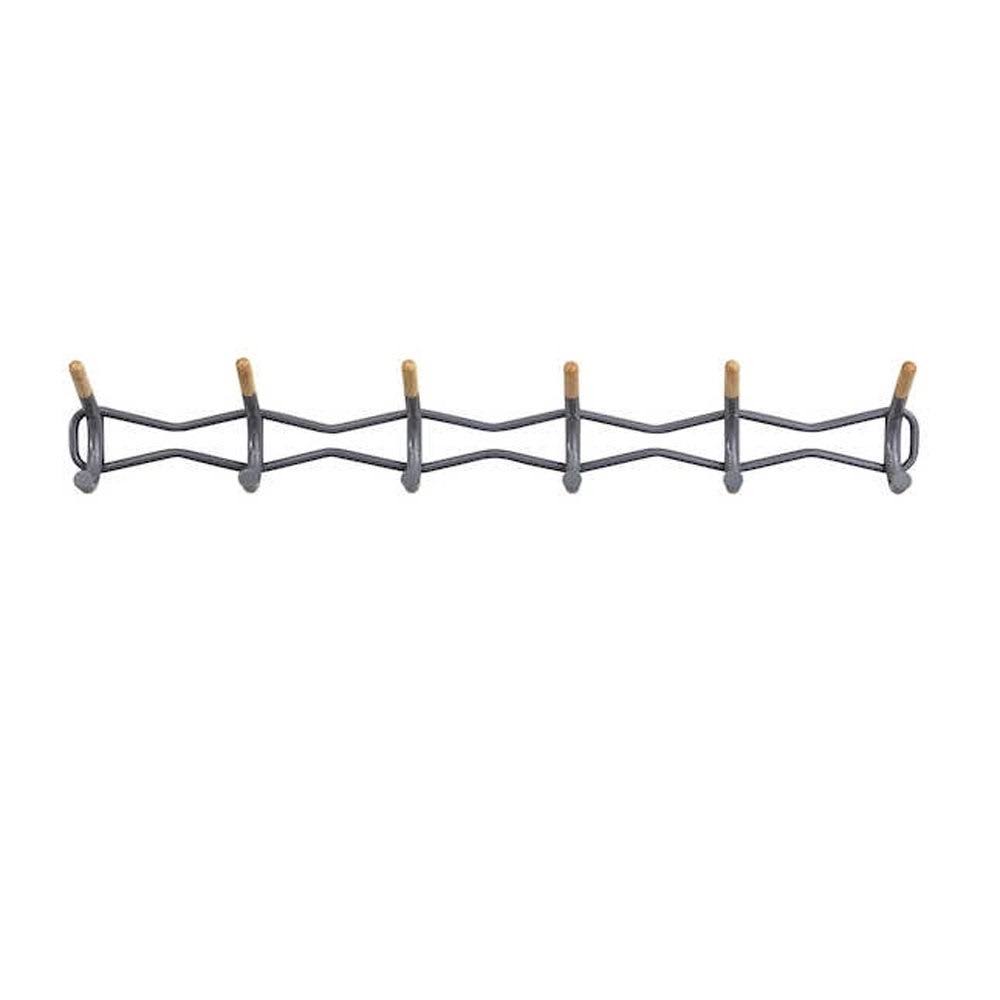 6 Hook Black Coat Wall Rack D395