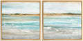 Gold Framed Linen Canvas Beach Landscape Painting 12 x 12 Set of 2 J590848