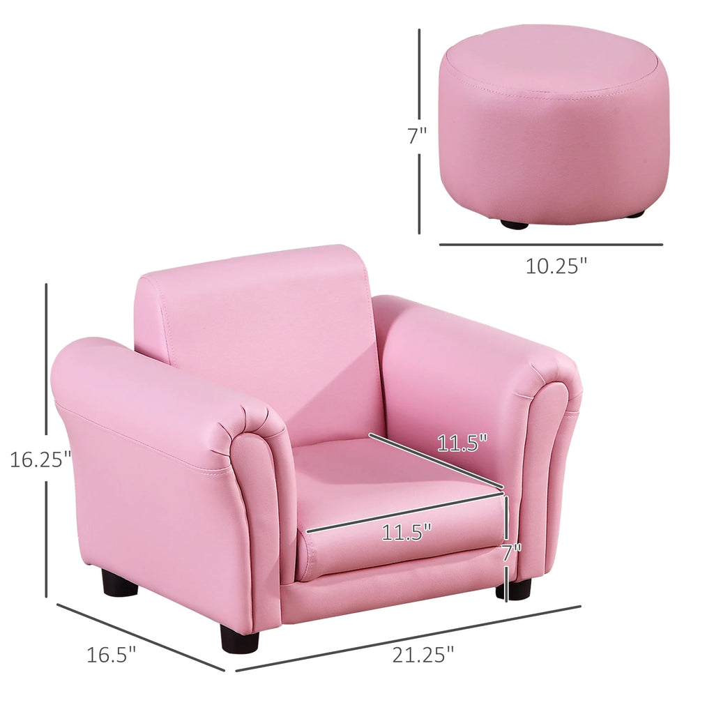 Pink Kids Sofa Chair with Ottoman P746100