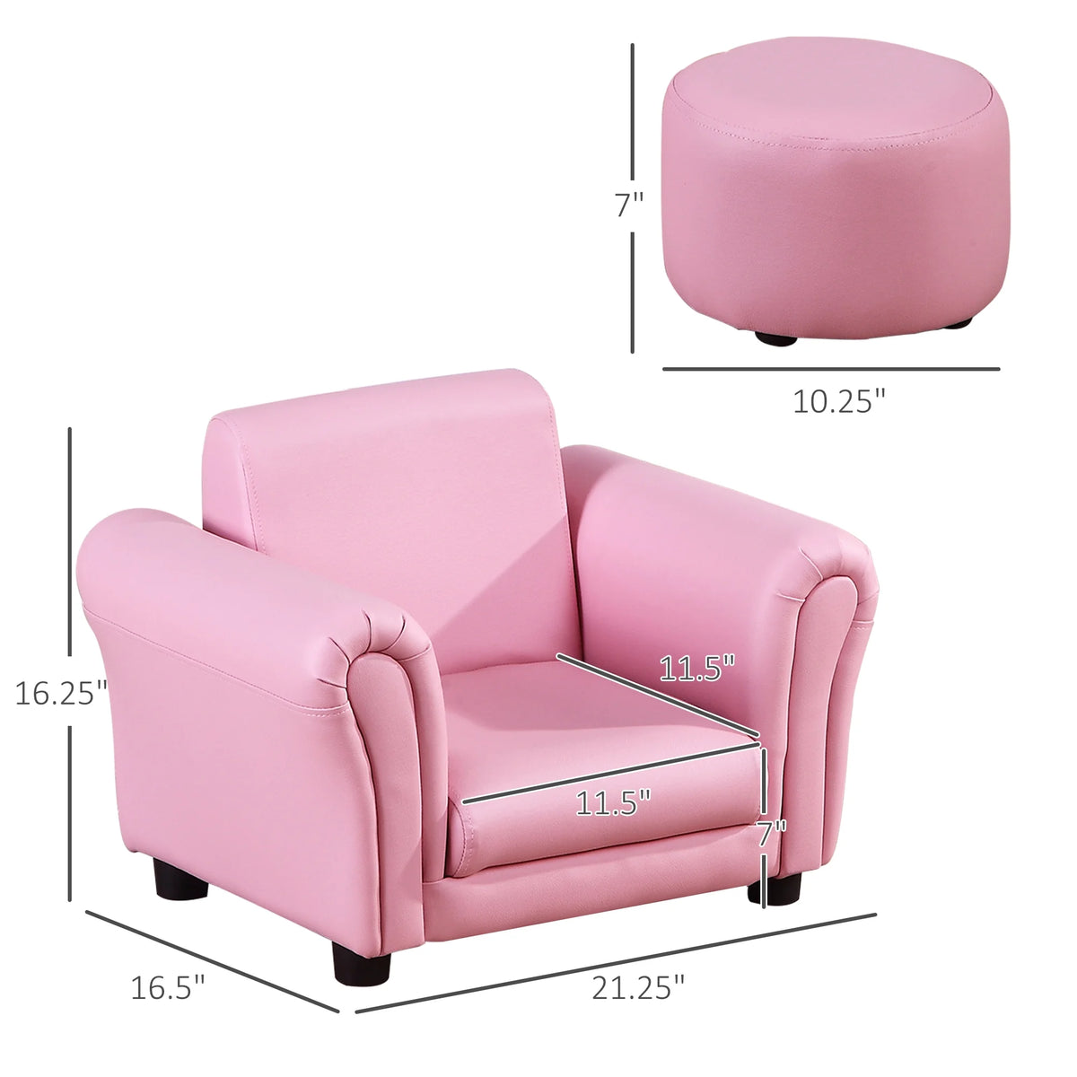 Pink Kids Sofa Chair with Ottoman P746100