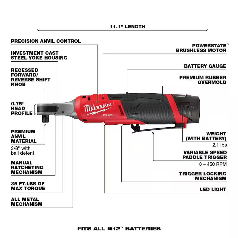 12V Lithium-Ion Brushless Cordless High Speed 3/8 in. Ratchet Kit I420