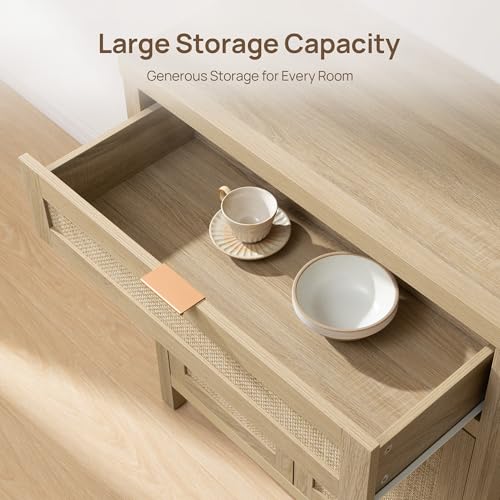 Rattan Storage Cabinet Set of 2 with Doors and Drawer V654442