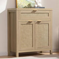 Rattan Storage Cabinet Set of 2 with Doors and Drawer V654442