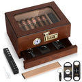 Cedar Wood Glass Top Cigar Humidor with Hygrometer Q886225